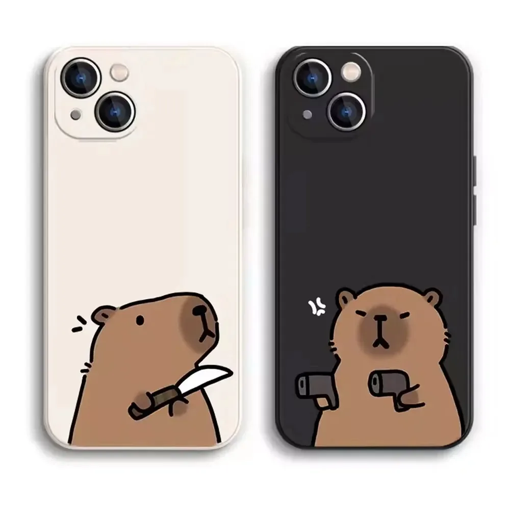 Color: black, Material: Plastic - Cartoon Animal Capybara Phone Case For Samsung Galaxy S10 S20 S21 S22 S23 S24 FE Plus Ultra Note 20 Couple Paired Silicone Cover