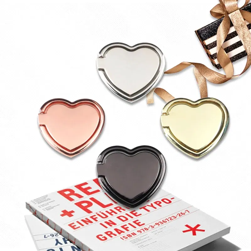Color: WHITE - 1pcs Metal Heart Mobile Phone Finger Ring Holder Telephone Support Accessories Magnetic Car Bracket Socket Stand mobile phones