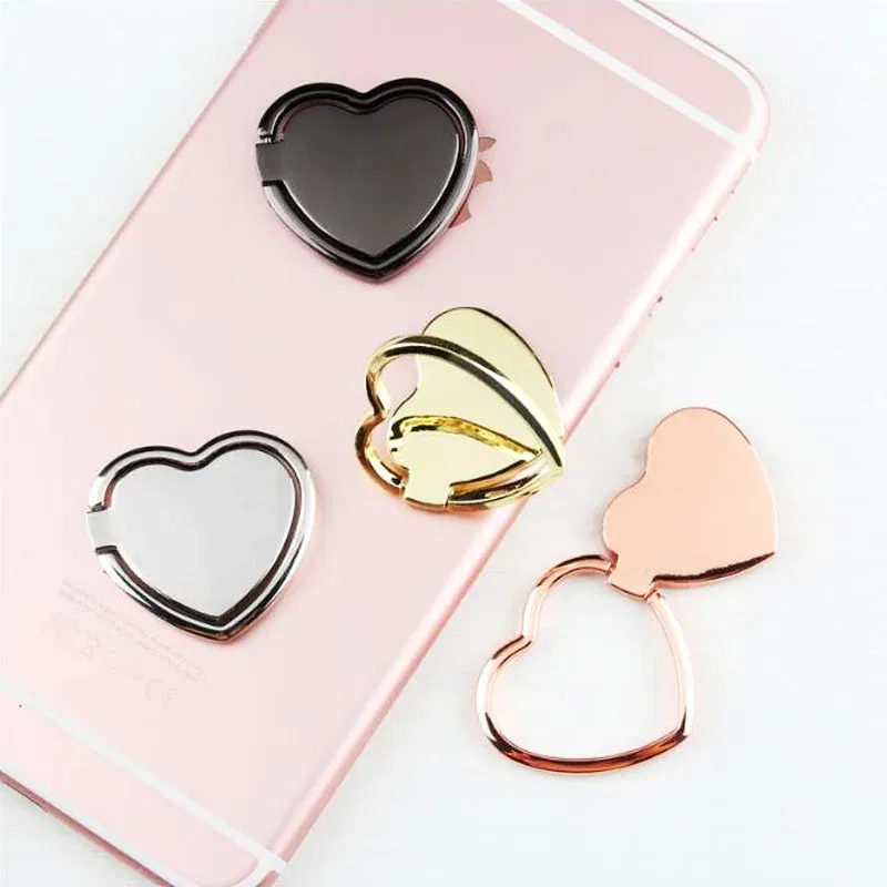 Color: WHITE - 1pcs Metal Heart Mobile Phone Finger Ring Holder Telephone Support Accessories Magnetic Car Bracket Socket Stand mobile phones