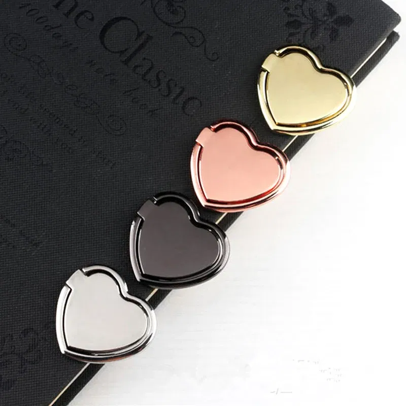 Color: WHITE - 1pcs Metal Heart Mobile Phone Finger Ring Holder Telephone Support Accessories Magnetic Car Bracket Socket Stand mobile phones