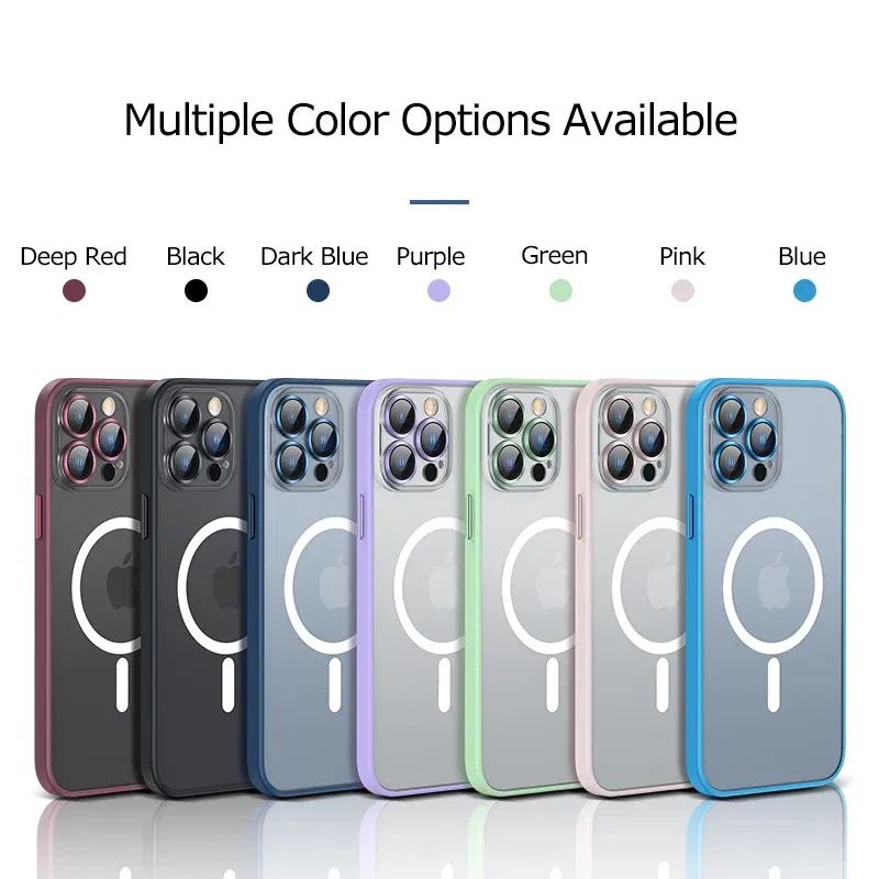 Color: Blue, Material: Microfiber - Magsafe Magnetic For IPhone 15 Promax Phone Case For iPhon 11 12 13 14 15 Pro Max Plus Lens Glass Ring Protection Silicone Cover