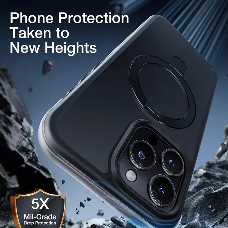 Color: Beige, Material: Microfiber - Magnetic Phone Case with Ring Stand for Wireless Charging iPhone 15 Pro Max 14 Plus 13 12 11 Translucent Cases Matte Slim Cov