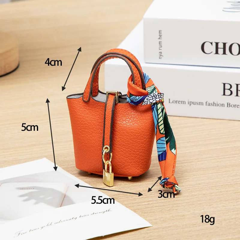 Color: Pink - Mini Bag Pendant Keychain Hanging Accessory Zero Wallet Creative Portable Bracelet Bluetooth Earphone Bag Multifunctional