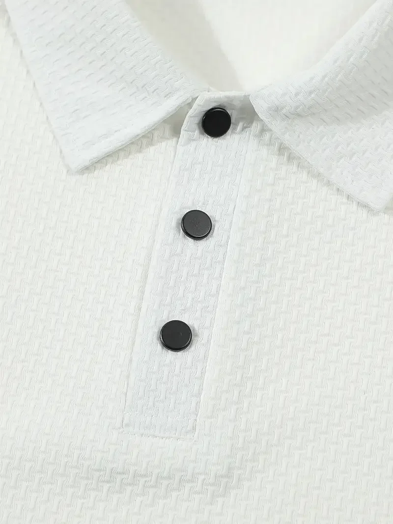 Color: Beige, Size: L - Classic men's casual POLO shirt soft and breathable MILAN pattern quick-drying top T-shirt