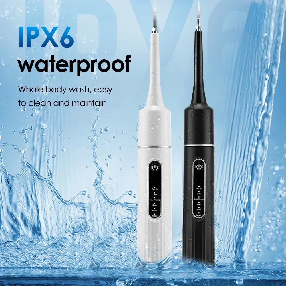 Color: black - Electric Sonic Vibration Toothbrush Dental Scaler Teeth Whitening Plaque Calculus Coffee Smoke Stains Tartar Removal Tooth Clean