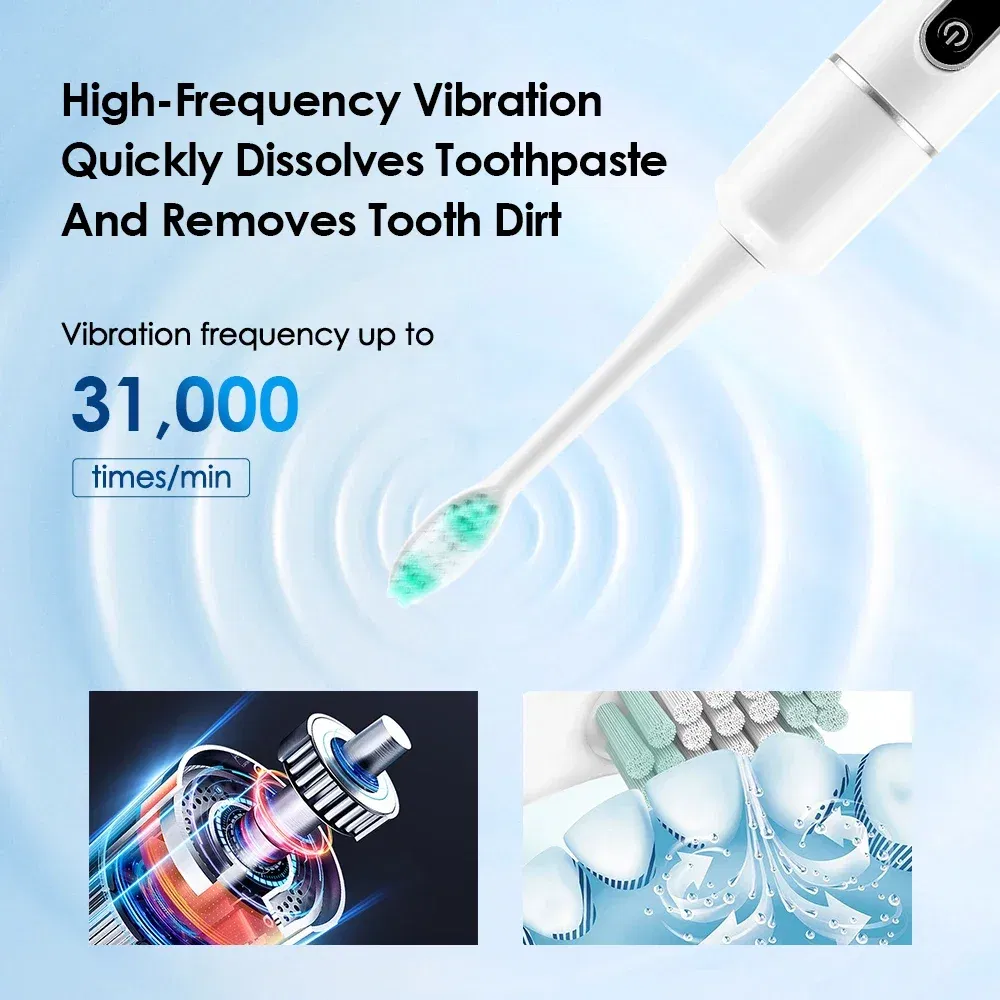 Color: black - Electric Sonic Vibration Toothbrush Dental Scaler Teeth Whitening Plaque Calculus Coffee Smoke Stains Tartar Removal Tooth Clean