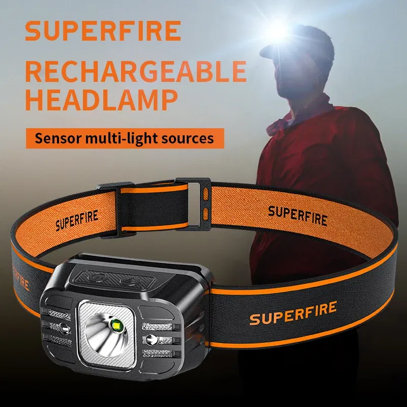 Emitting Color: Blue, Ships From: CHINA - New SUPERFIRE HL75 Series Mini LED Headlamp USB-C Rechargeable Flashlight Powerful Headlight Outdoor Fishing Camping Lantern