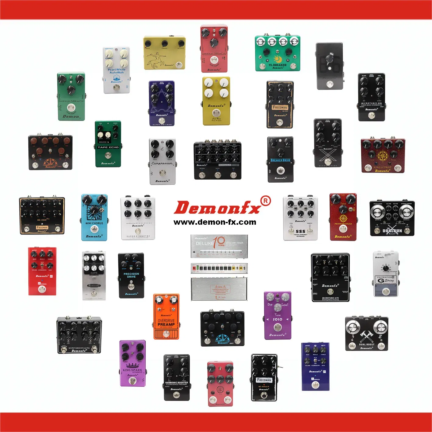 Color: Blue - Demonfx High quality Guitar Effect Pedal Wah Distortion Overdrive Delay Reverb Compressor Booster Pedal