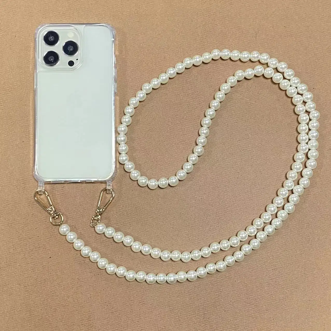 Color: Lotus root color, Bundle: Case & Strap, Material: PVC - Korean Pearl Bracelets Chain Case with Lanyard Aesthetic Luxury Shell for Iphone 15 12 14 Pro Max XR X XS 7 8 Plus 15 Pro Cover