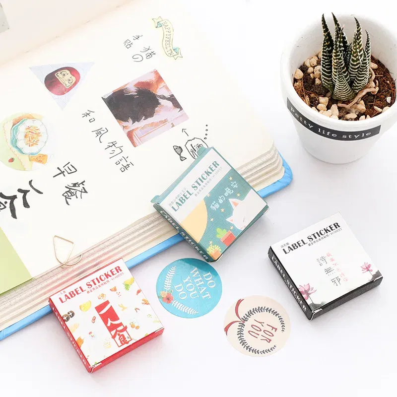 Color: Rose Red - 40 pcs/pack Cute Creative Box Package Decorative Sticker Set Diary Album Label Sticker DIY Stationery Stickers Escolar Papelaria