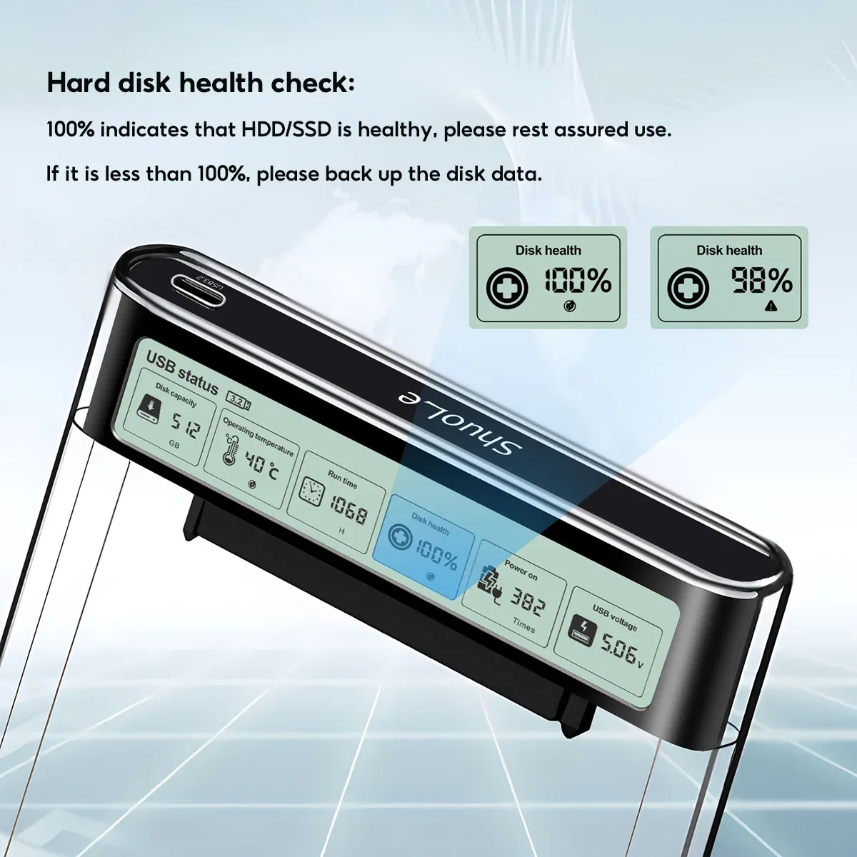 HDD Case Enclosure Box 2.5 SSD SATA To USB 3.2 With 5Gbps Adapter External Housing Hard Drive Box Transparent