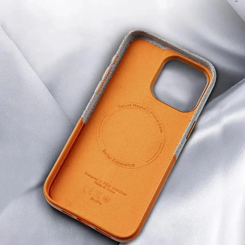 Color: Pink, Material: Denim - Card Holder MagSafe Leather Phone Case For iPhone 15 14Pro Max 13 14 Pro 12 Pocket Wireless Charging Alloy Lens Hit Color Cover