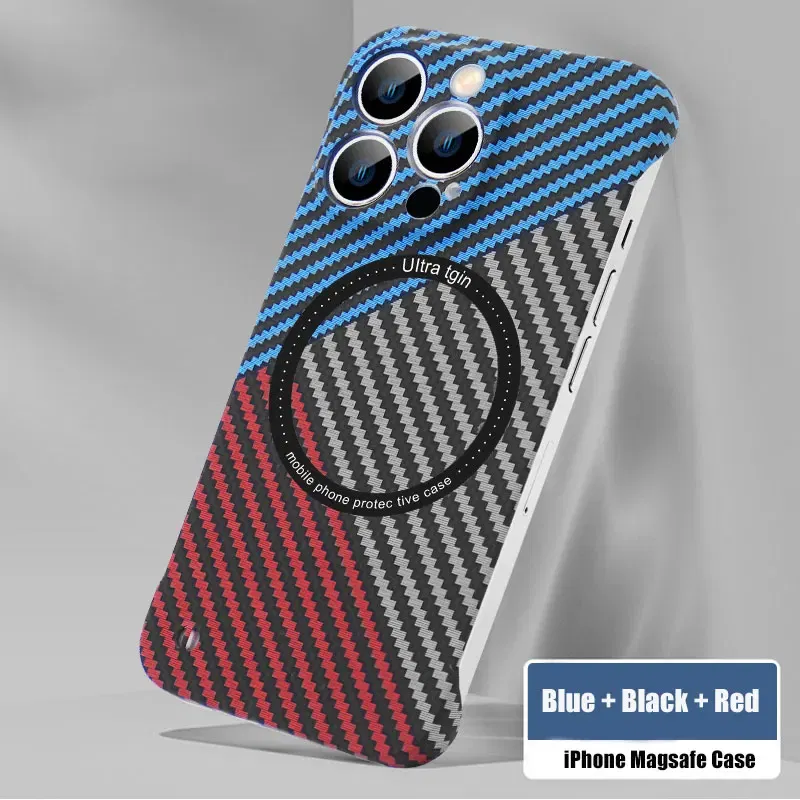 Color: green, Material: PP - Luxury Carbon Fiber for iPhone 11 14 Plus 12 13 Pro Max Magsafe Case Magnetic Wireless Hard Thin Slim Cover for iPhone 13 14 Max
