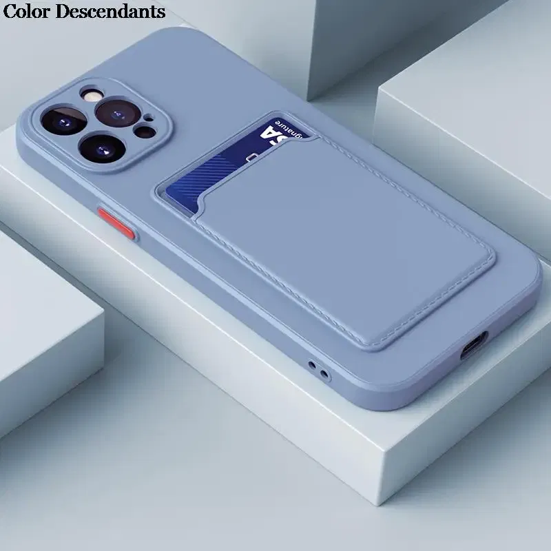 Color: black, Material: Silicon - Card Holder Wallet Case For Samsung Galaxy A32 A53 A33 A13 A52 5G Case on A72 A22 A12 A51 A71 Shockproof Liquid Silicone Cover