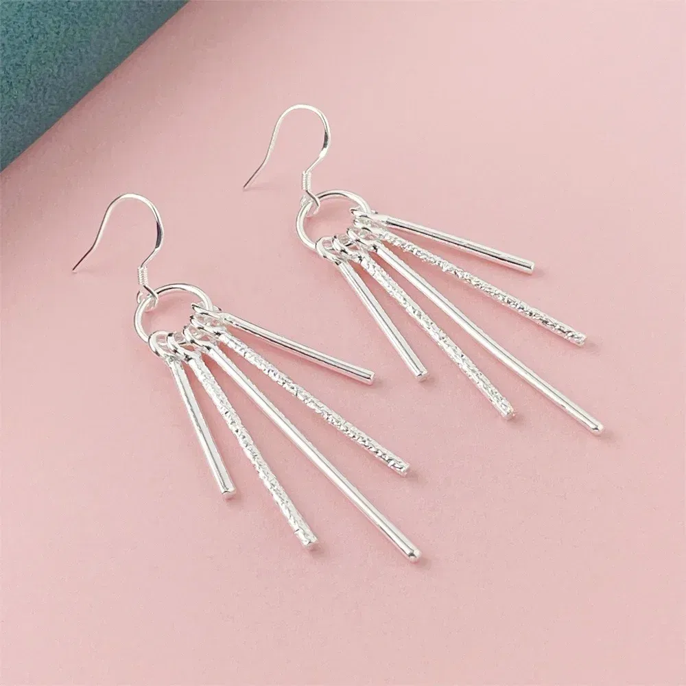 Gem Color: Ochre - 925 Silver Heart Shape Earrings Women Exquisite Student Jewelry Accessories