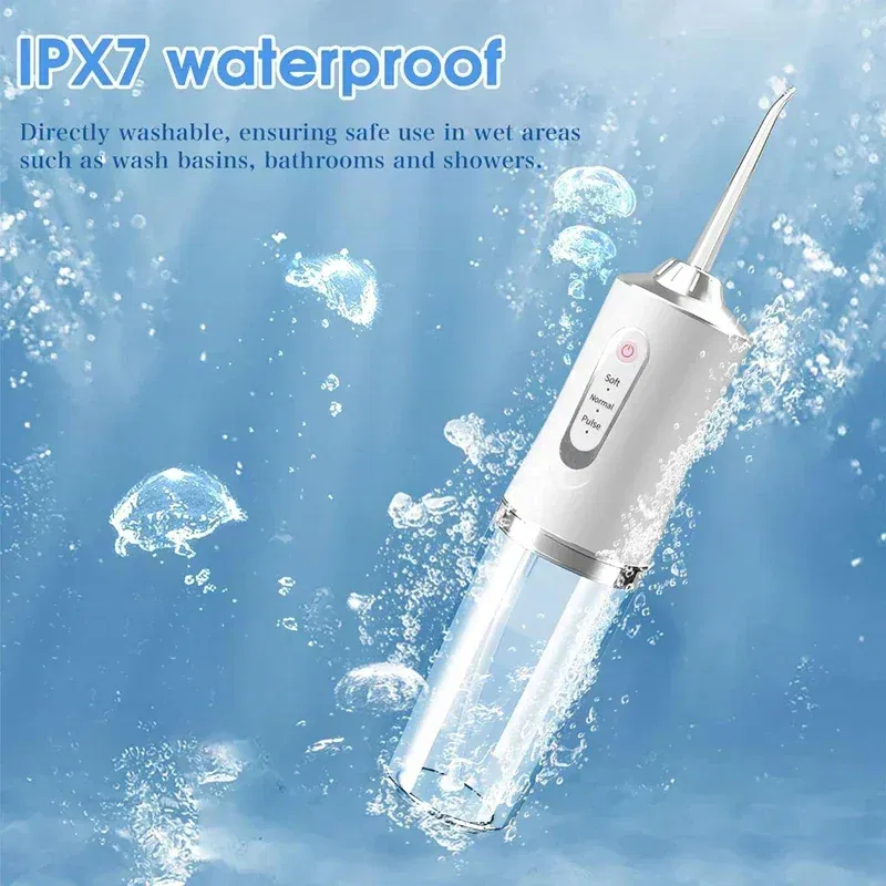Color: grey - Xiaomi Intelligent Pulse Dental Floss Portable Cleaning 3 Modes Waterproof Rechargeable Dental Cleaner With 4 Nozzles Clean Gums