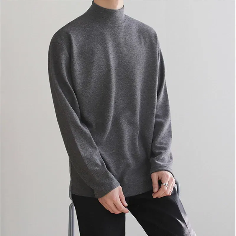 Color: green, Size: S - Yasuk Spring Autumn Winter Solid Casual Plush Turtleneck Men's Loose Bottom Double Faced Velvet Sweater Simple Warm BigSize
