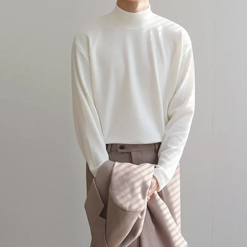 Color: green, Size: S - Yasuk Spring Autumn Winter Solid Casual Plush Turtleneck Men's Loose Bottom Double Faced Velvet Sweater Simple Warm BigSize
