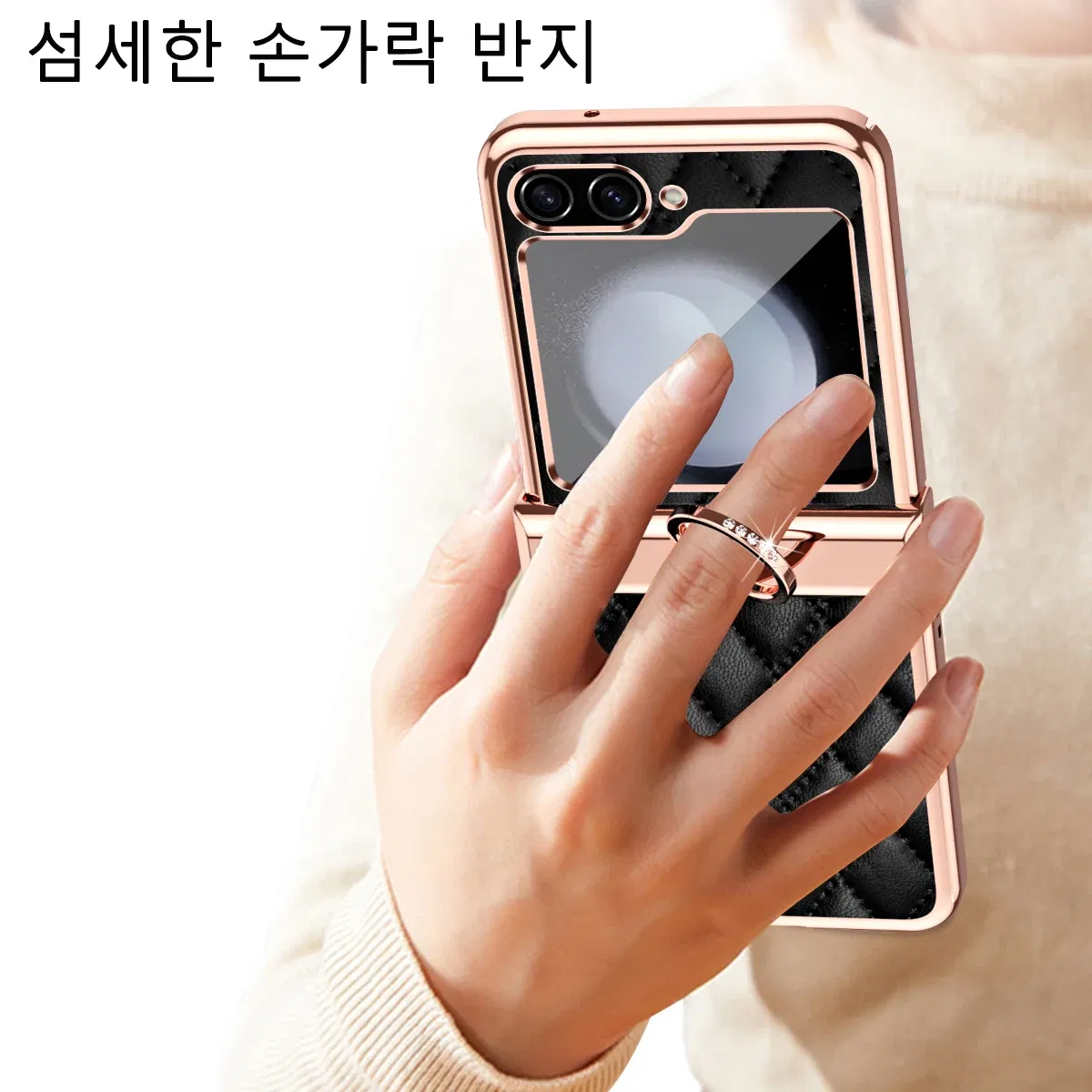 Color: PURPLE, Material: Canvas - For Ring Holder Hinge Protection Leather Case For Samsung Galaxy Z Flip 5 5G Small Fragrant Wind Shockproof Cover for Z Flip5