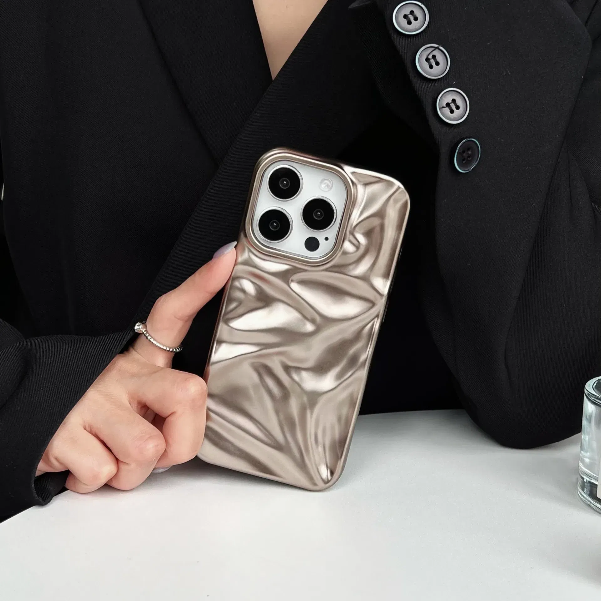 Color: Blue, Compatibility by Model: iPhone 12 - Soft Matte 3D Wavy Pattern Phone Case For iPhone 16 17 ProMax 17 Air 15 14 Plus 13 12 Pro Max 11 ins Water Ripple Creative Cover