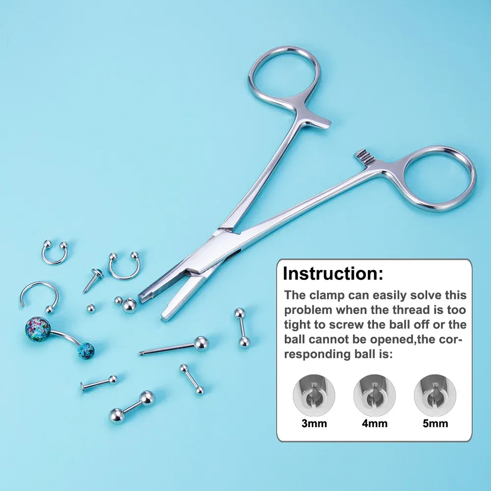 Metal color: champagne gold - Surgical Steel Pliers Body Piercing Tool Forceps Needle Pipe Clamp Tweezers Open Close CBR Ring Plier Ear Belly Nose Pierc Tools