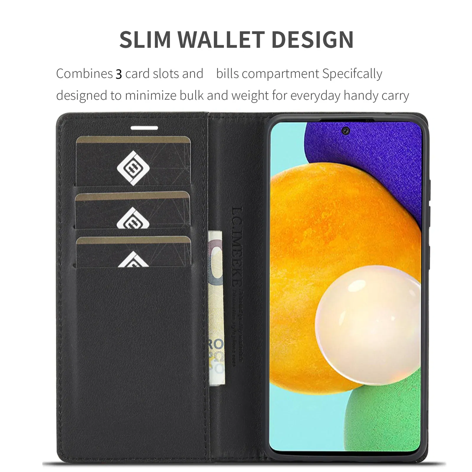 Color: Black, Material: Polyester - Carbon Fiber Leather Case for Samsung A14 A24 A34 A54 5G A13 A23 A33 A53 Galaxy A52 A72 A32 A12 A04S A02S Wallet Card Slot Cover