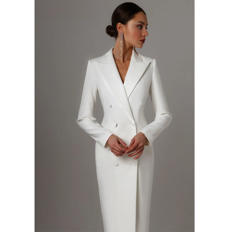 Color: Yellow, Size: XL - Women's Suit Long Blazer Double Breasted Jacket White Tuxedo Party Point Lapel Clothes спор?‚ивн?‹й кос?‚юм ?¶?µнск