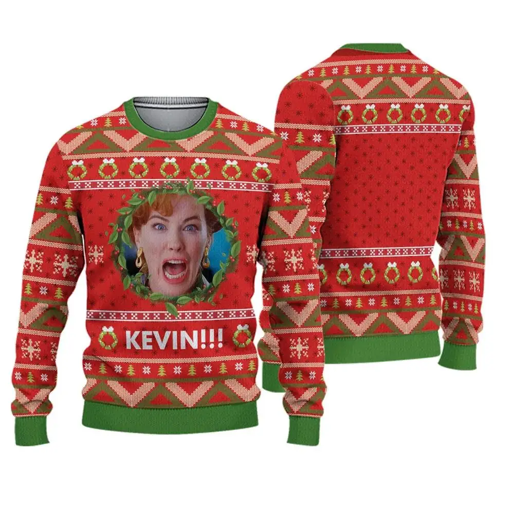 Color: Beige, Size: 4XL - New Style Sweatshirt For Spending Christmas Alone At Home Ugly Christmas Pullover 2026 Fashionable Casual Couple Sweatshirts
