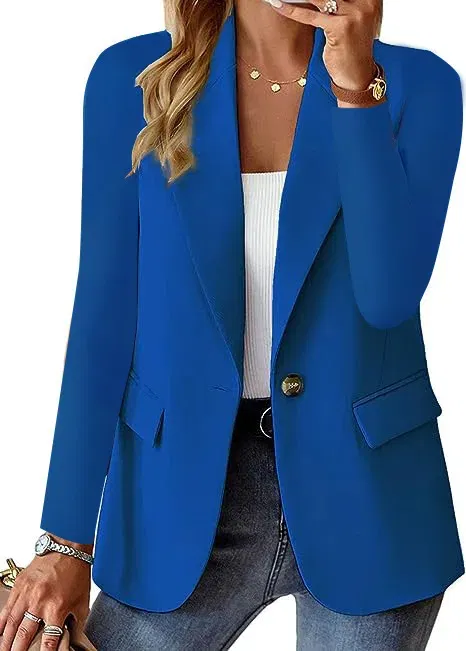 Color: Burgundy, Size: S - Womens Spring Winter Down Full Long Sleeve Coat Autumn Blazer Button Outwear Suit Cardigan Female