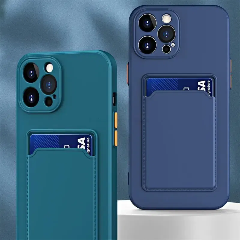 Color: Brown, Material: Silicon - Card Holder Wallet Case For Samsung Galaxy A32 A53 A33 A13 A52 5G Case on A72 A22 A12 A51 A71 Shockproof Liquid Silicone Cover