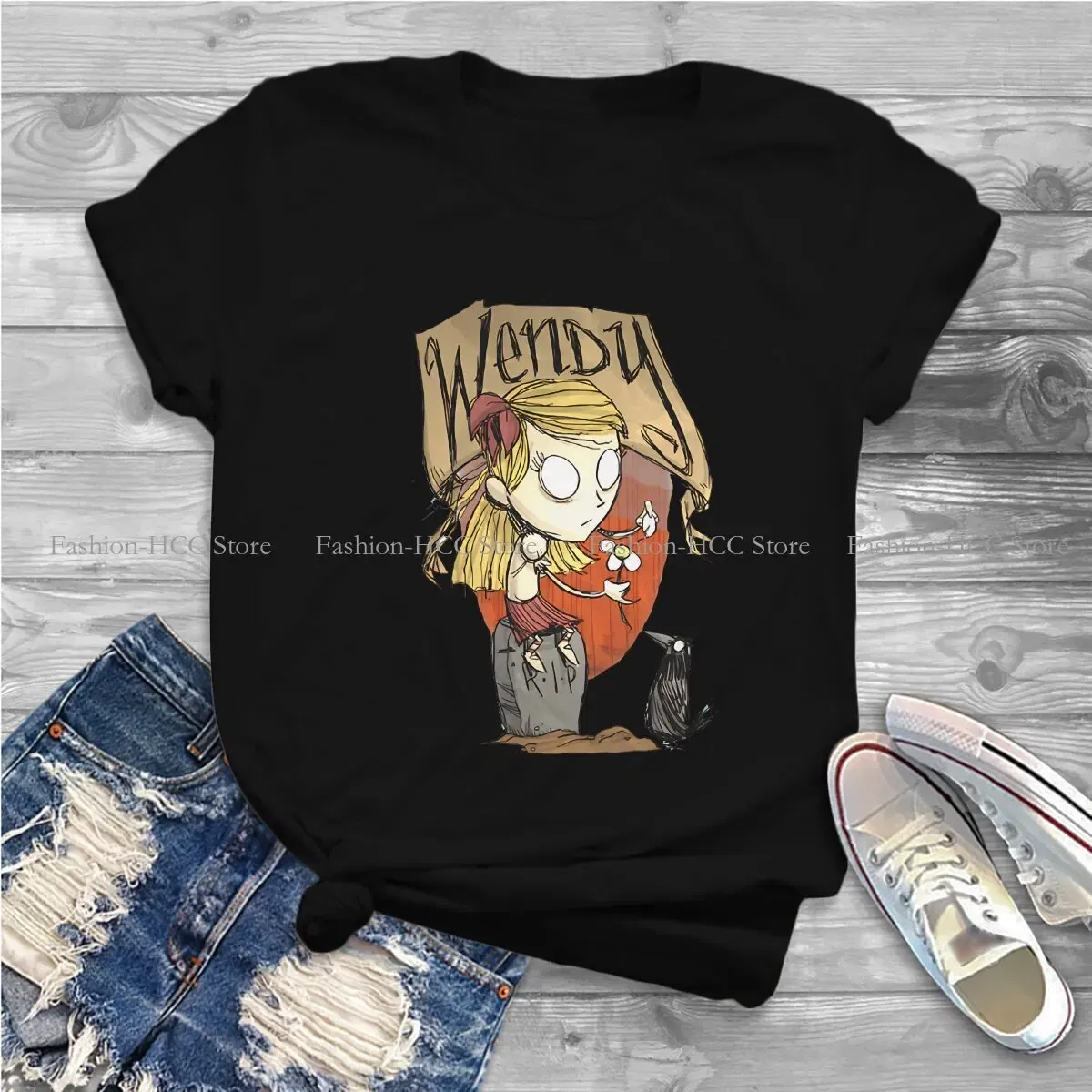 Color: WHITE, Size: S - Wendy And Cat Style Polyester TShirt Dont Starve Top Quality New Design Gift Clothes T Shirt Short Sleeve