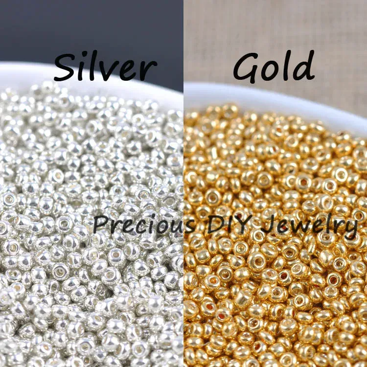 Color: NUDE, Item Diameter: 2mm - Gold and Silver Color 2mm 3mm 4mm Crystal Glass Spacer beads,Czech Seed Beads For Jewelry Handmade DIY BLUV03X