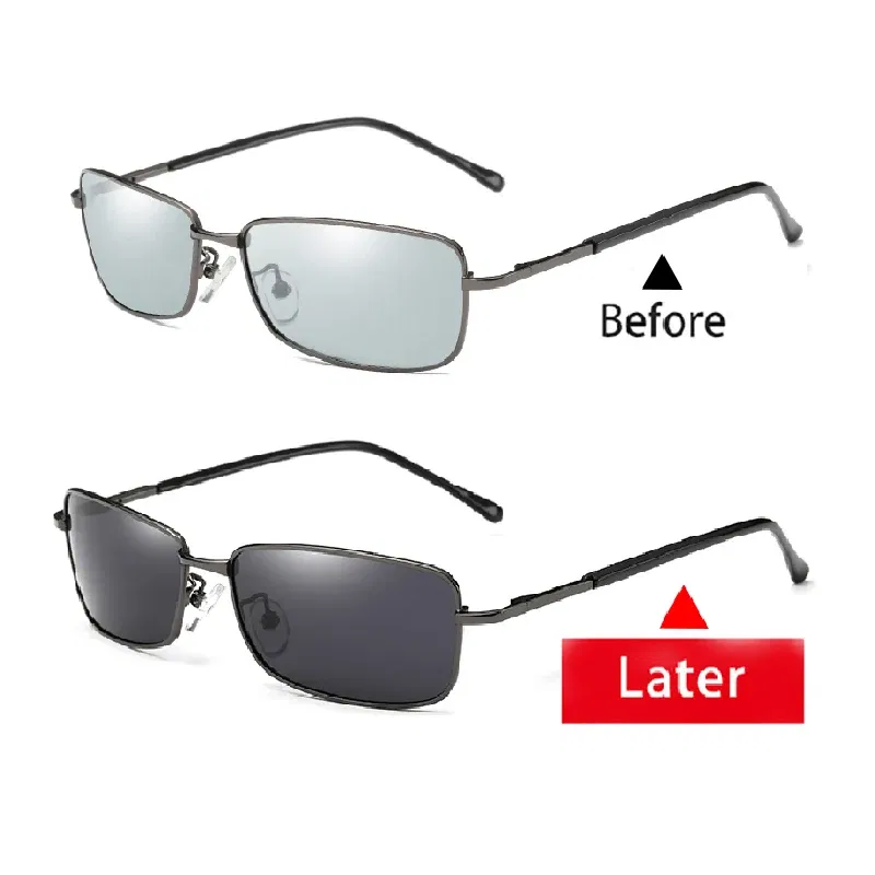 Lenses Color: Yellow, Frame Color: Emerald Green - Myopia Photochromic Sunglasses Diopter Polarized Driving Goggle Men Chameleon Change Color transition Prescription Sun Glasses
