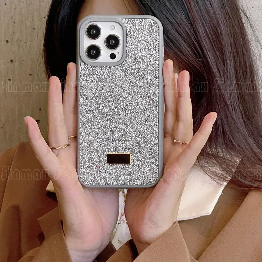 Color: Silver, Material: ABS - Bling Glitter Phone Case For iPhone 16 15 14 13 12 Pro Max 11 Vogue Protective Soft Diamond Cover Coque Funda