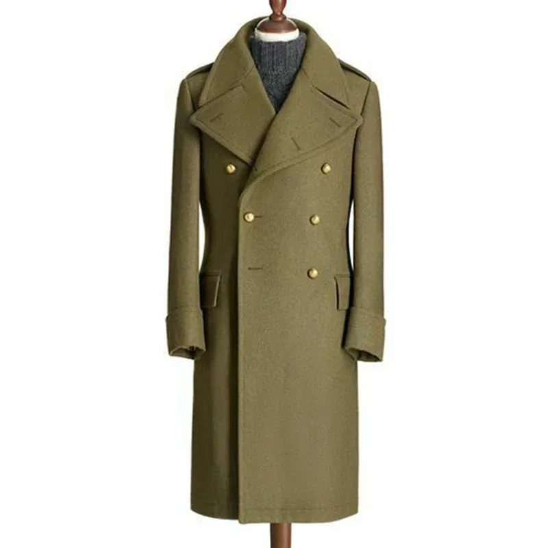 Color: Burgundy, Size: XL - Windbreak Men's Jacket Wool Long Coat Lapel Double Breasted Men's Trench Coats Windbreakers Jackets Man Winter 2023 Martens Male