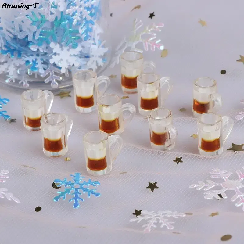 Color: Pink - 2/4/5/10pcs Miniature Resin beer cups Red Wine bottles Model Kitchen Furniture Accessory dinnerware Dollhouse Summer Must