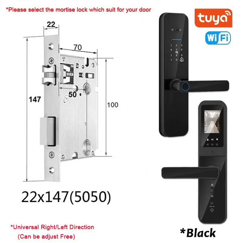 Color: RED, Ships From: CHINA - New! Tuya Wifi Digital Electronic Smart Door Lock With Biometric Camera Fingerprint Smart Card Password Key Unlock