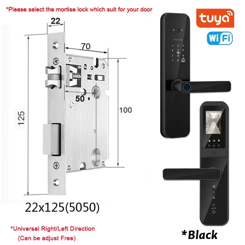 Color: RED, Ships From: CHINA - New! Tuya Wifi Digital Electronic Smart Door Lock With Biometric Camera Fingerprint Smart Card Password Key Unlock
