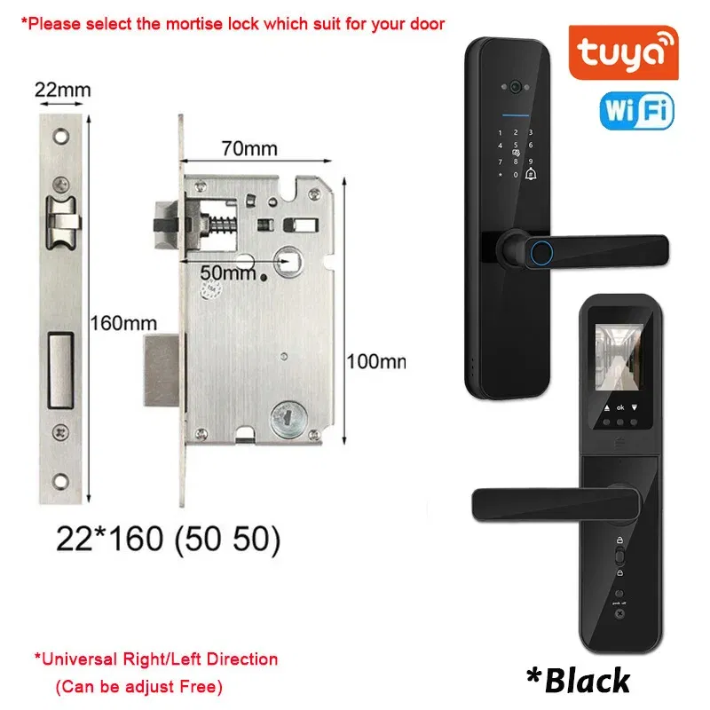Color: RED, Ships From: CHINA - New! Tuya Wifi Digital Electronic Smart Door Lock With Biometric Camera Fingerprint Smart Card Password Key Unlock