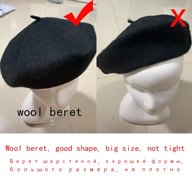Color: SKY BLUE, Hat Size: One Size - Wool Thick  Berets Artist French Beret Women Painter Hat Girls Female Warm  Walking Cap