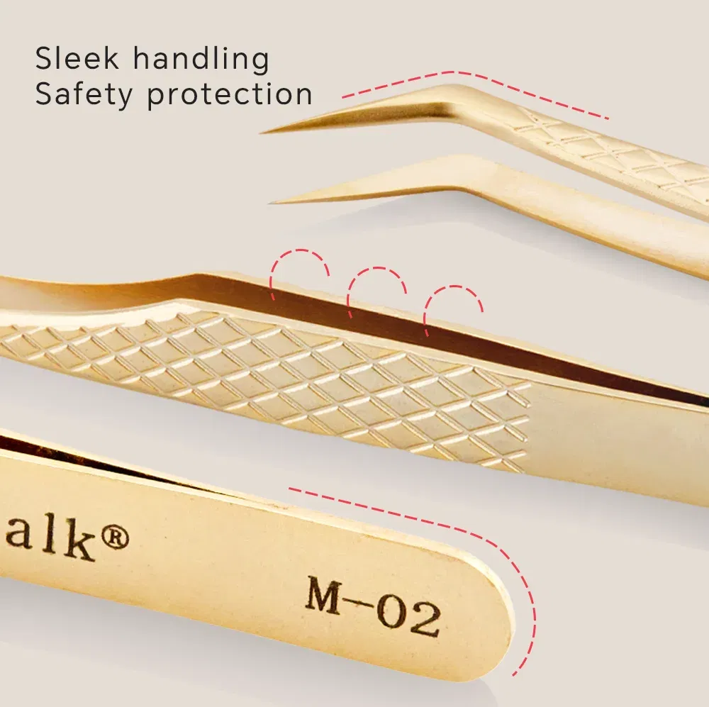 Color: Rose Red - Lashtalk Eyelash Extension Tweezers Makeup Tools From Nagaraku Stainless Steel Non-magnetic Volume FakeLashes Supplies Accurate