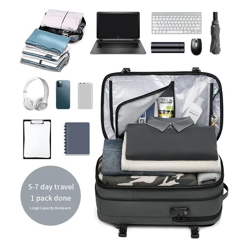 Color: black - Men Travel Backpack vacuum compression 17 inch Laptop Backpack Business Large Capacity school Backpack Expanded Hiking backpack