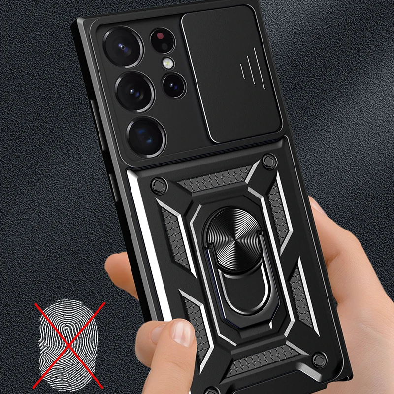 Material: ABS, Color: Pink - Shockproof Armor Case For Samsung Galaxy S20 S21 S22 S23 S24 Plus Ultra FE With Car Magnetic Ring Holder Phone Cover