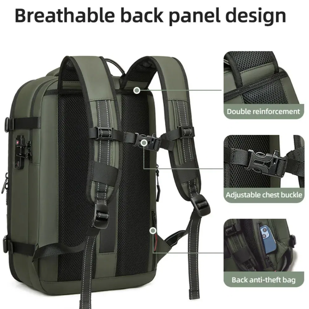 Color: PURPLE - Vacpack Vacuum Compression Backpack Airback with Pump Men Waterproof Expandable Carry On Travel Backpack 17 inch Laptop Backpack