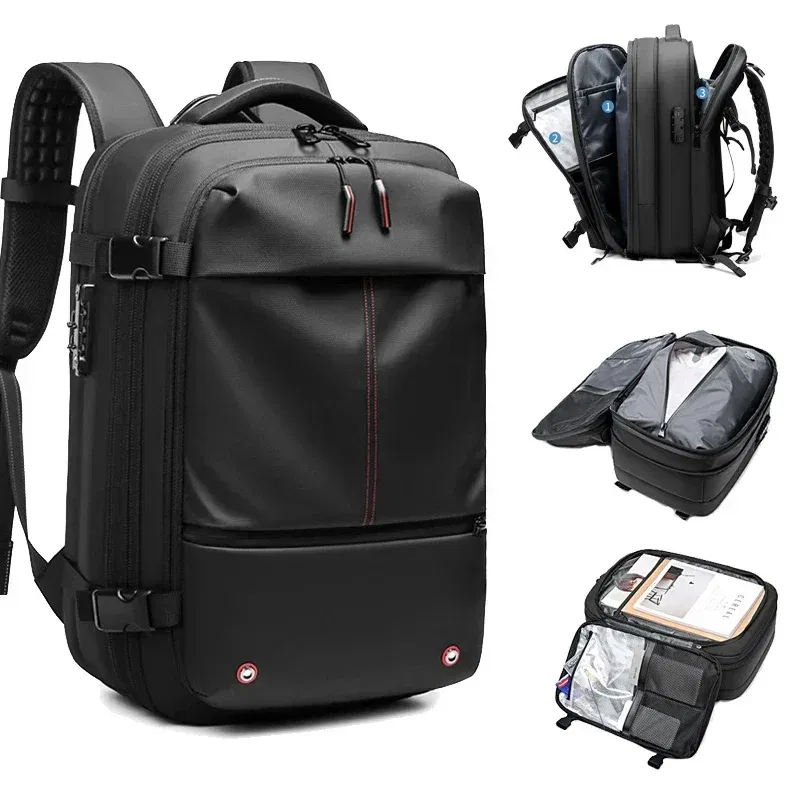 Color: PURPLE - Vacpack Vacuum Compression Backpack Airback with Pump Men Waterproof Expandable Carry On Travel Backpack 17 inch Laptop Backpack