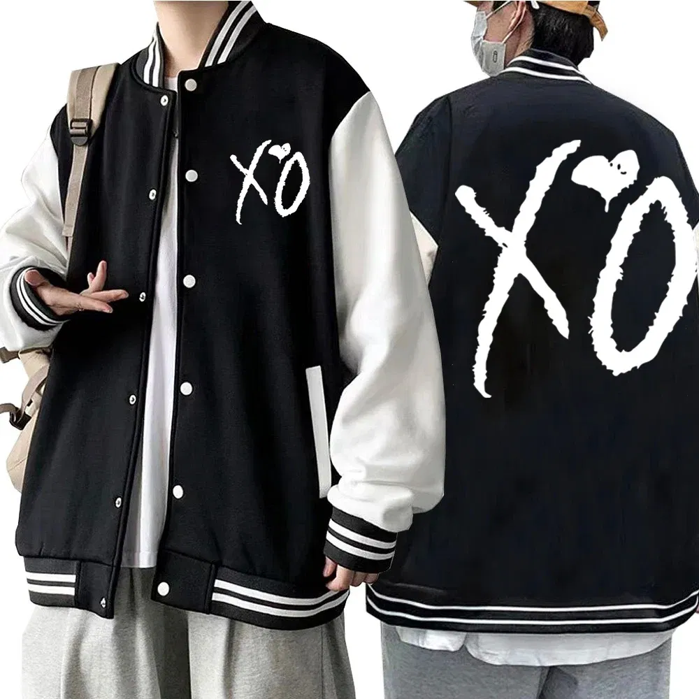 Color: black, Size: XL - The Weeknd XO Jacket Hoodie The Weeknd The Host Music Sweatshirt Long Sleeve Baseball Uniform Clothes Unisex