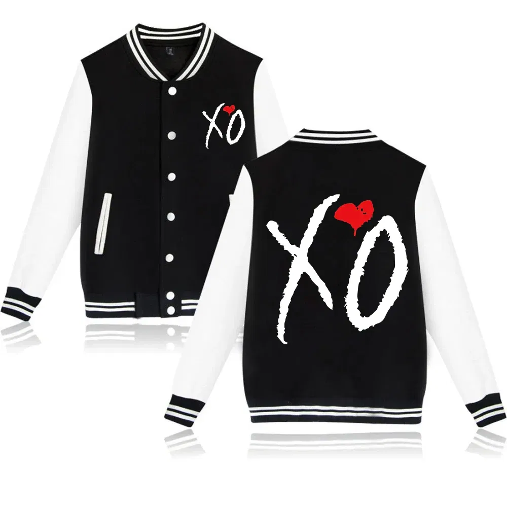 Color: black, Size: XL - The Weeknd XO Jacket Hoodie The Weeknd The Host Music Sweatshirt Long Sleeve Baseball Uniform Clothes Unisex