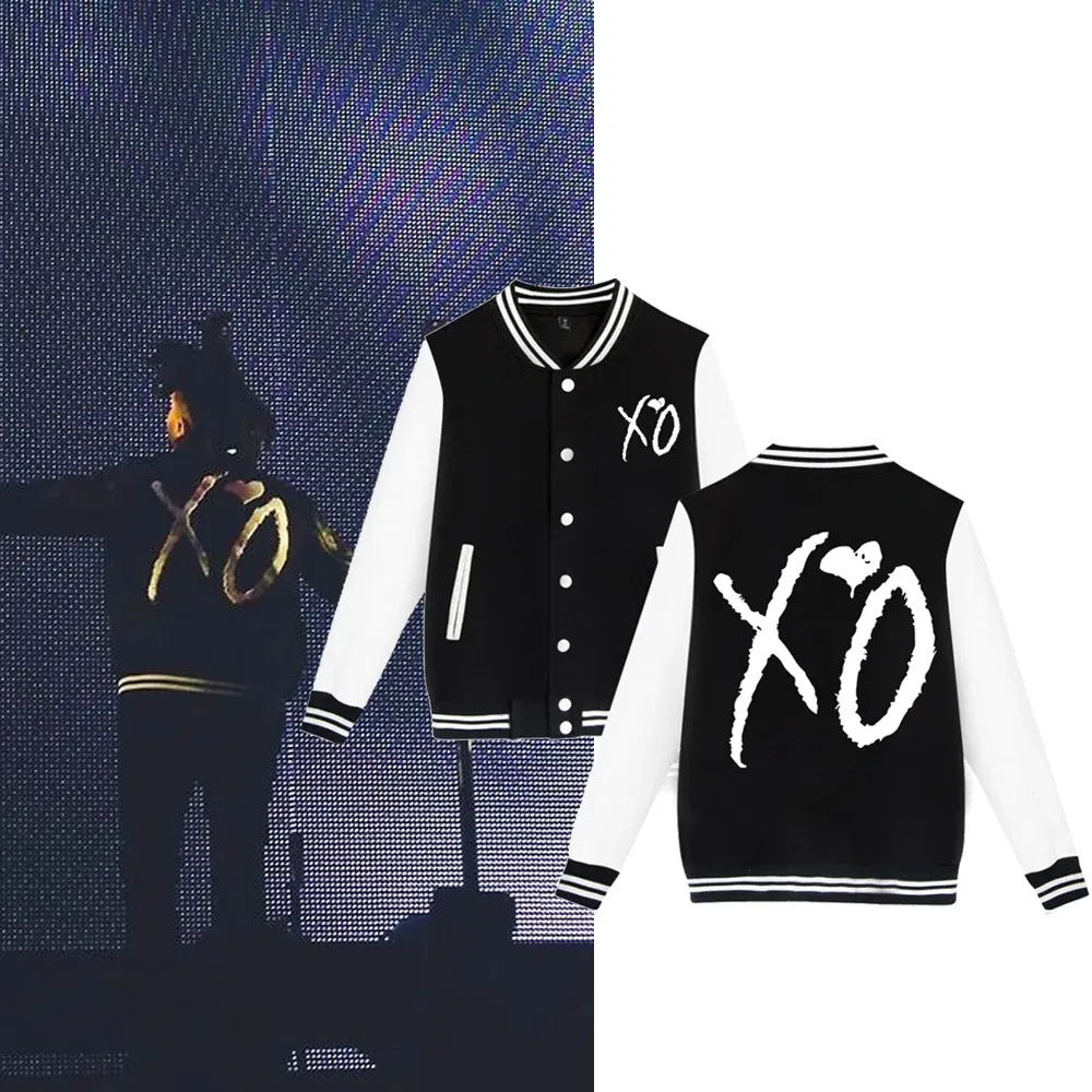 Color: black, Size: XL - The Weeknd XO Jacket Hoodie The Weeknd The Host Music Sweatshirt Long Sleeve Baseball Uniform Clothes Unisex