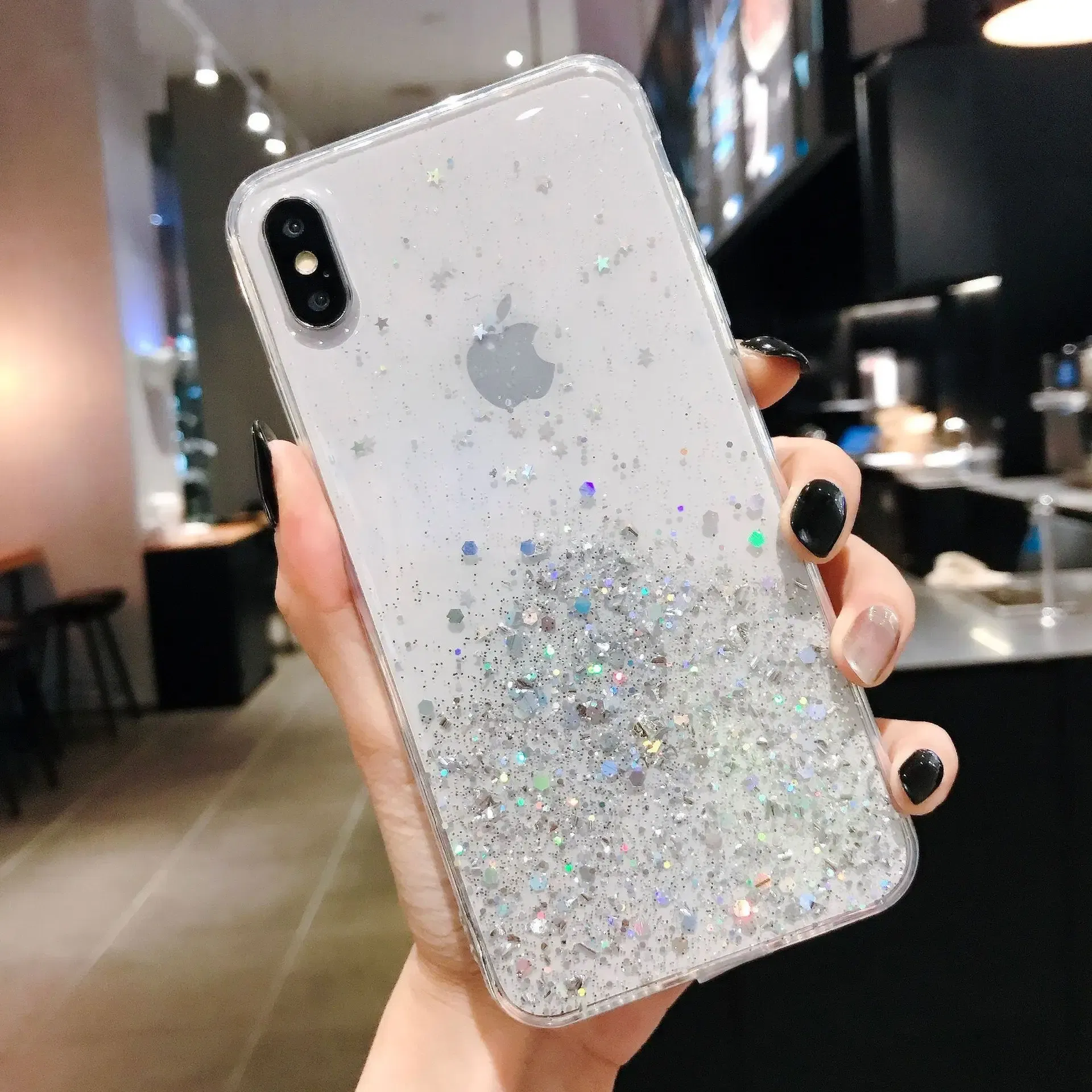 Color: WHITE, Compatible-Phone Models: For iPhone X - 16 Pro Max, Epoxy Resin Case, iPhone 15 Case with Sequins, Epoxy Case, iPhone 14 Case, Glitter Girls Designs, 13 Pro Max, 15Pro