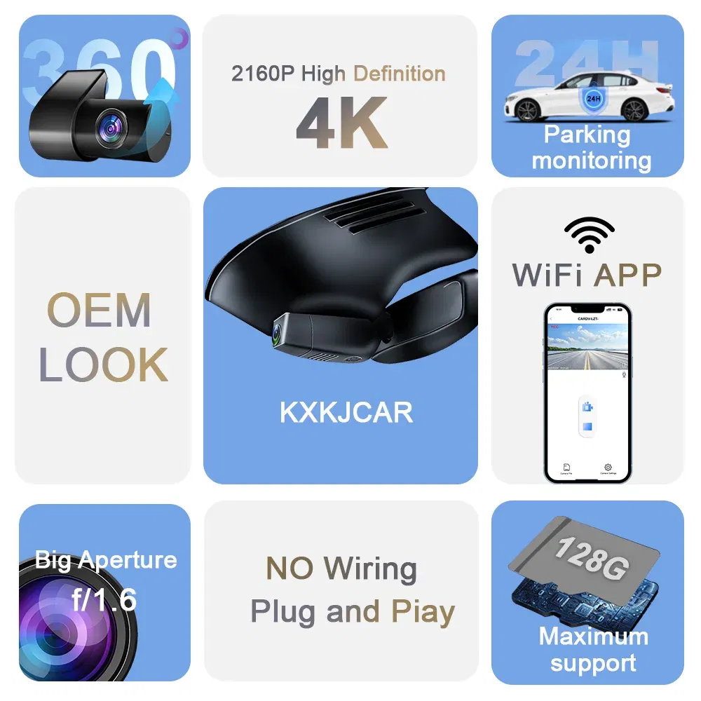 Color Name: Silver, Ships From: CHINA, ROM: 64G - Customized 4K HD 2160P Plug and play Dash Cam For Volkswagen Sharan CC Bora Tiguan Touran Passat Teramont T-Cross Dvr Dashcam
